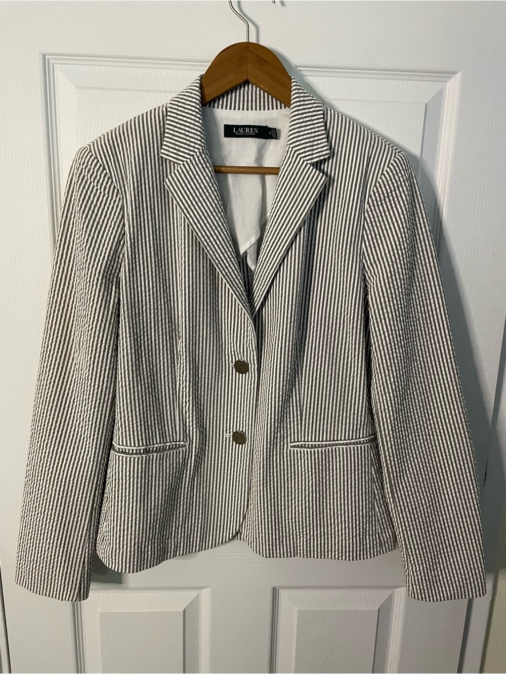 Lauren Ralph Lauren Striped Seersucker Blazer - Size 10